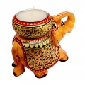 Wooden Elephant Painted - Candle Holder 