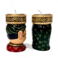 Wooden Figurine Tea Light Pair