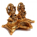 Metal Lakshmi Ganesh Idol with Diya