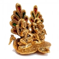 Peacock Design Diya with Lakshmi Ganesh 