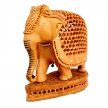 Wooden Undercut Inlaid Elephant – 15cm Height