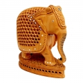 Wooden Undercut Inlaid Elephant – 15cm Height