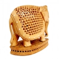 Wooden Undercut Inlaid Elephant – 15cm Height