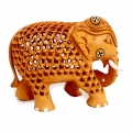 Wooden Jali Pattern Elephant (10cm Height)