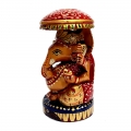 Hand Carved & Painted Wooden Ganesh – 8cm Height