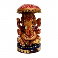 Hand Carved & Painted Wooden Ganesh – 8cm Height