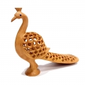 Wooden Long Tail Peacock - 15cm Length
