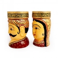 Wooden Painted Figurine Pen Holder (Pair)