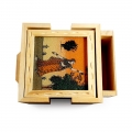 Wooden Coaster set with Drawer & Pen Stand 