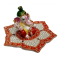 Decorative Ganesh on lotus plate 