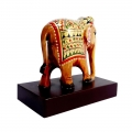 Wooden Painted Elephant – Brown Base 