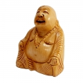 Wooden Carved Laughing Buddha
