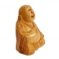 Wooden Carved Laughing Buddha