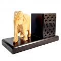 Engraved Pen Holder with Elephant Statue