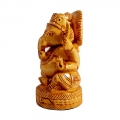 Wooden Round Ganesh 4 inch