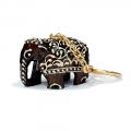 Wooden Embossed Elephant Keychain - Pack of 6