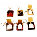 Wooden Painted Mirror Keychain - Pack of 6pc