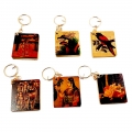 Wooden Painted Mirror Keychain - Pack of 6pc