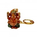 Wooden Painted Ganesh Keychain - Pack of 6pc
