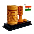 Carving Ashoka pillar with Pen holder & Flag