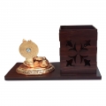 Tabletop Pen Stand, Clock & Krishna Statue 