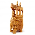 Wooden Elephant with King and Mahavat