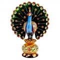 Wooden Dancing Painted Peacock - 15cm Height