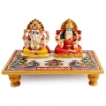 Marble Lakshmi Ganesh on Chowki 6x4