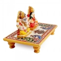 Marble Lakshmi Ganesh on Chowki 6x4