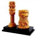 Wooden Ashoka pillar Big & Pen holder