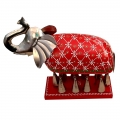 Vintage Wooden Elephant Painted with Bell 