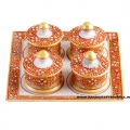 Marble Painted Tray with 4 Boxes