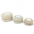 White Beaded Box with Mirror set of 3pc 