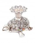 White Metal Candle Holder Tortoise Design 