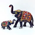 Metal Elephant with Calf