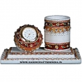Marble pen holder & clock