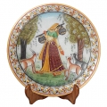 Marble Lady Painted Thali Showpiece