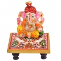 Marble Pagdi Ganesh on Chowki