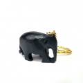 Wooden Carved Black Elephant Keychain - Pack of 12pc