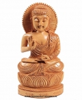 Wooden Lotus Carved Buddha 10 inch