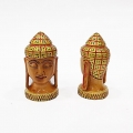 Wooden Painted Buddha Head 3 inch Height 