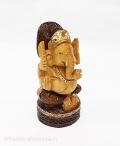 Wooden Round Ganesh with Brown Painting 5 inch