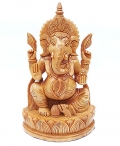 Wooden Carved Lotus Ganesha