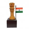 Wooden Ashoka pillar & Flag 6 Inch Height 