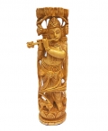 Wooden Standing Krishna Statue