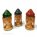 White Wood Painted Buddha Head 5 inch