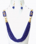 Blue Moti Mala Necklace Set