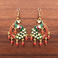 Green Meenakari Peacock Earrings