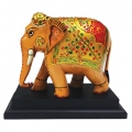 Indian Painted Wooden Elephant with Base