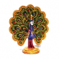 Meenakari Dancing Peacock Statue 3" Inch